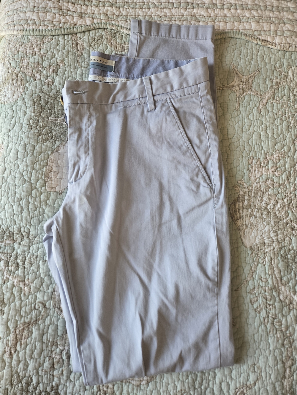 Zara Light Gray Slim Chino Pants 32 X 32 - Picture 1 of 4